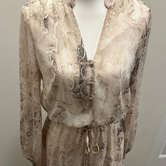 White House Black Market Beige Snake Print Dress - Picture 2 of 8